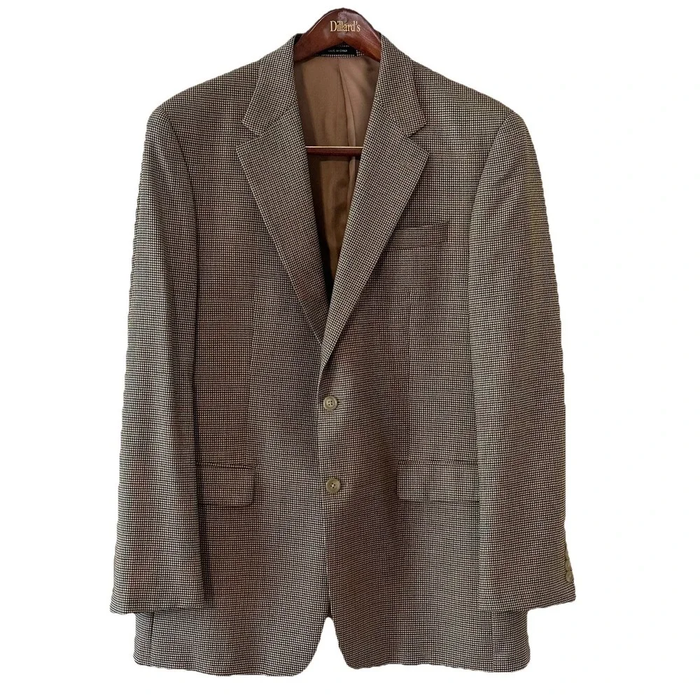 Lauren Ralph Lauren Mens 100% Wool Blazer Houndstooth Multi Sport Coat Sz 42L